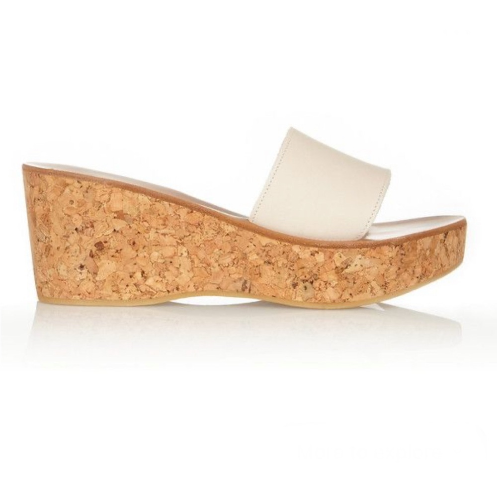 K Jacques St Tropez Kirielle Leather And Cork Wedge Slides
